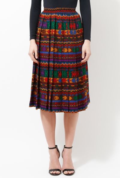Saint Laurent Vintage Aztec Pleated Skirt - 2