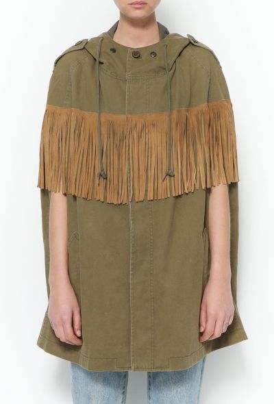 Saint Laurent Fringe Hooded Parka Cape - 2