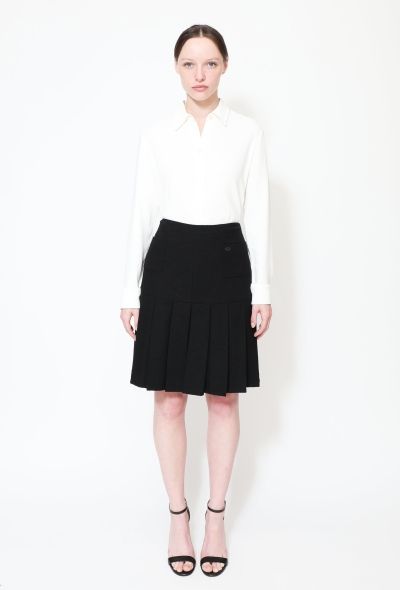 Chanel Bouclé Pleated Wool Skirt - 1