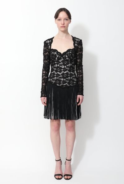 Embroidered Lace Evening Dress - 1