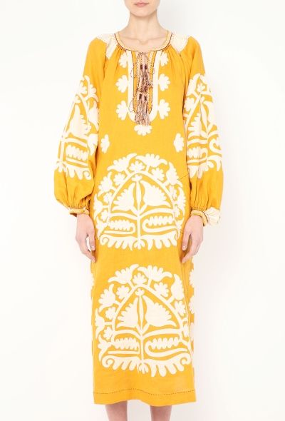 Vita Kin Floral Embroidered Linen Kaftan - 2