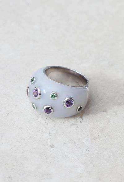 Vintage Fine Jewelry Mathon 18K Gold Chalcedony Ring - 1