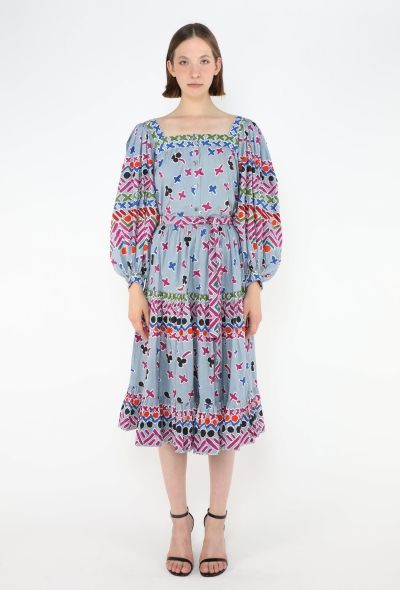 Saint Laurent 1979 Belted Printed Peasant Ensemble - 1