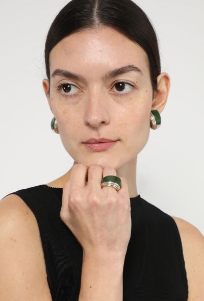 Vintage Fine Jewelry Puiforcat 18k Yellow Gold, Silver & Jade Ring - 2