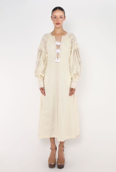Vita Kin Embroidered Linen Kaftan Dress - 1