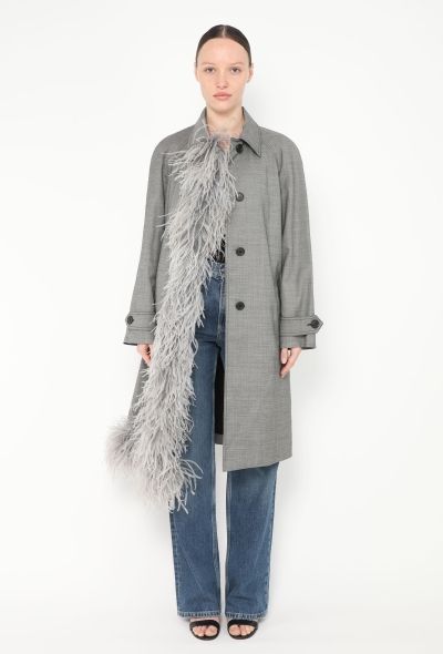 Prada S/S 2017 Ostrich Trim Trench Coat - 1