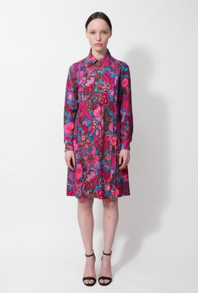 Saint Laurent 1972 Wool Floral Pleated Dress - 1