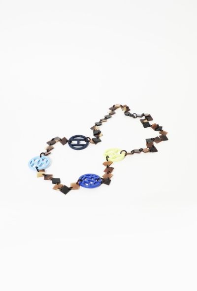 Hermès 'Lena' Lacquered Horn Necklace - Multicolor medallion - 2