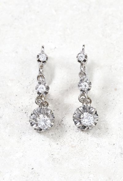 Vintage & Antique 18k Gold & Diamond Art Deco Pendant Earrings - 1