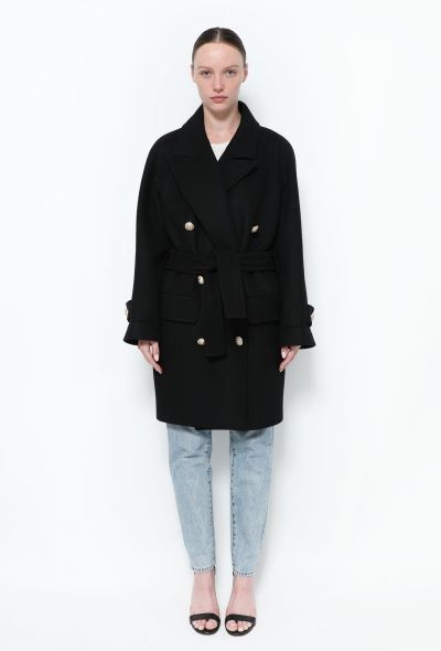 Balmain Classic Belted Wool Coat - 1