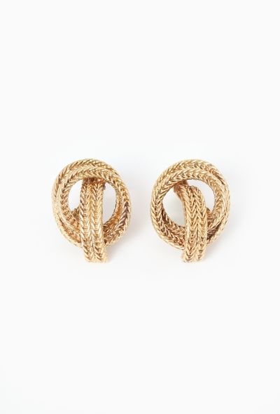 Vintage Fine Jewelry 18k Yellow Gold Braided Clip Earrings - 1