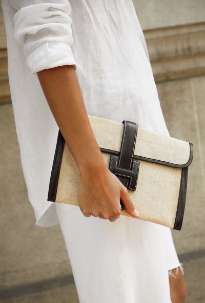 Hermès '70s Toile H & Box Jige Clutch - 2