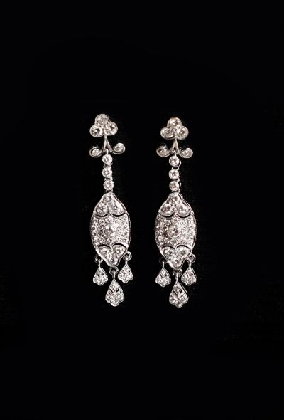 Vintage Fine Jewelry 18k White Gold and Diamond Earrings - 2