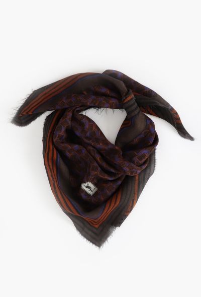 Saint Laurent Late '70s Frayed Graphic Scarf - 1