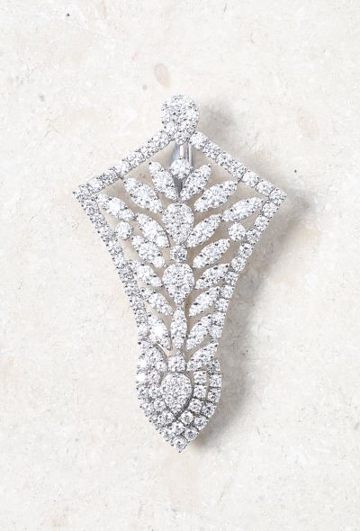 Vintage Fine Jewelry 18k White Gold & Diamond Brooch - 1