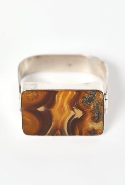 Vintage Fine Jewelry Lacroix Silver & Agate Bracelet - 2