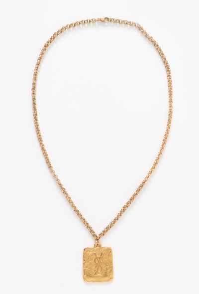 Saint Laurent Vintage Hammered Logo Sautoir - 1