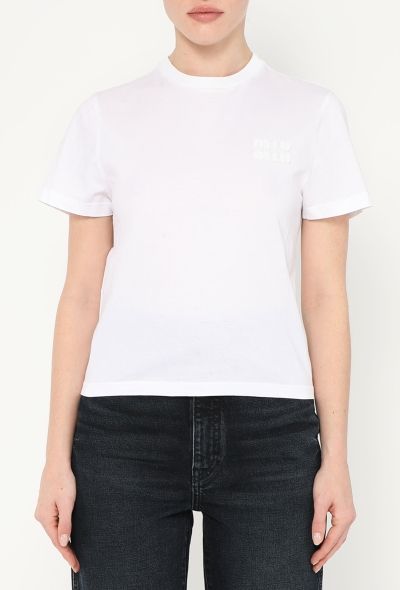 Miu Miu 2023 Cropped Emblem T-Shirt - 1