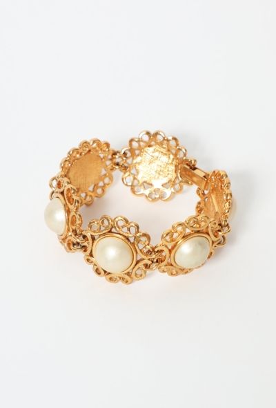 Saint Laurent Vintage Pearl Cabochon Bracelet - 2
