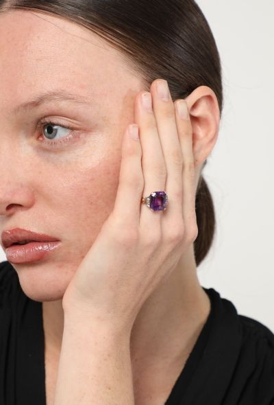 Vintage Fine Jewelry 14k Yellow Gold, Diamond & Amethyst Ring - 2