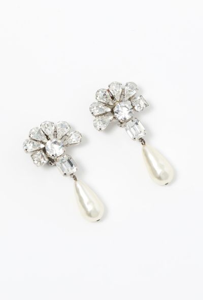 Saint Laurent Early '90s Strass & Pearl Clip Earrings - 2