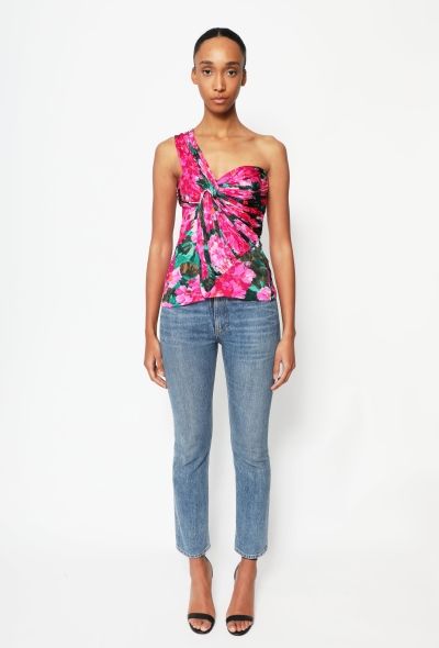 Balenciaga 2008 Ruched Floral Jersey Top - 2