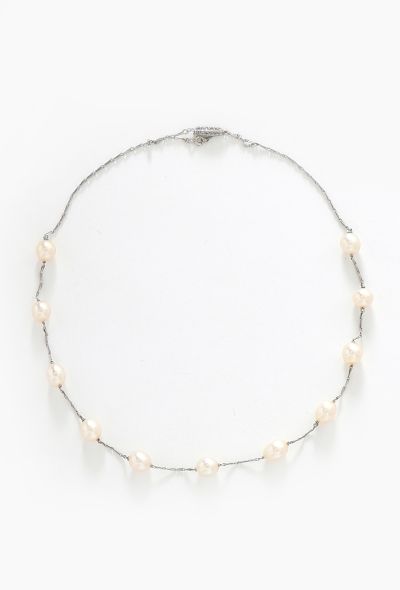 Vintage Fine Jewelry 1930s 18k White Gold & Pearl Necklace - 1