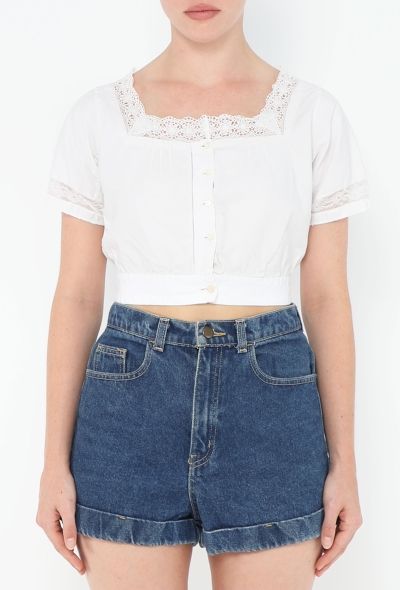 Antique Lace Trim Cotton Top - 2