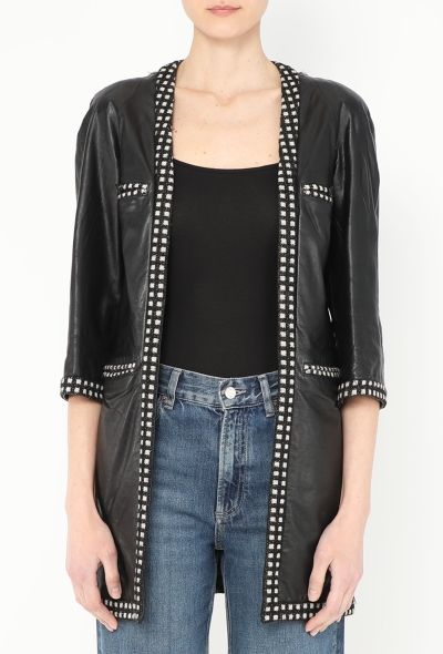 Chanel '90s Lamé Tweed Leather Jacket - 1