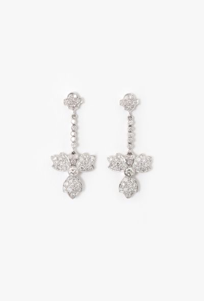 Vintage Fine Jewelry 18k White Gold & 2 Carats Diamond Clover Earrings - 1