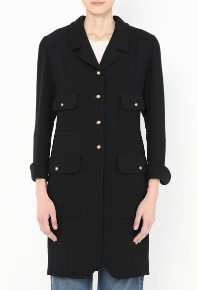 Chanel Rare 1993 Crêpe 'CC' Button Coat - 2