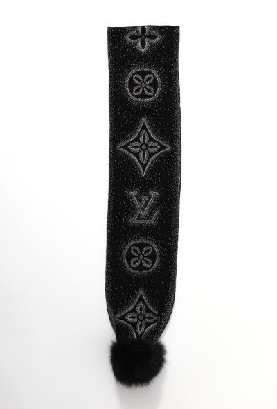 Louis Vuitton Monogram Cashmere Fur Trim Scarf - 2