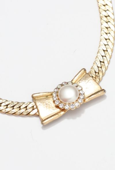 Balenciaga Vintage Pearl Bow Chainlink Choker - 2