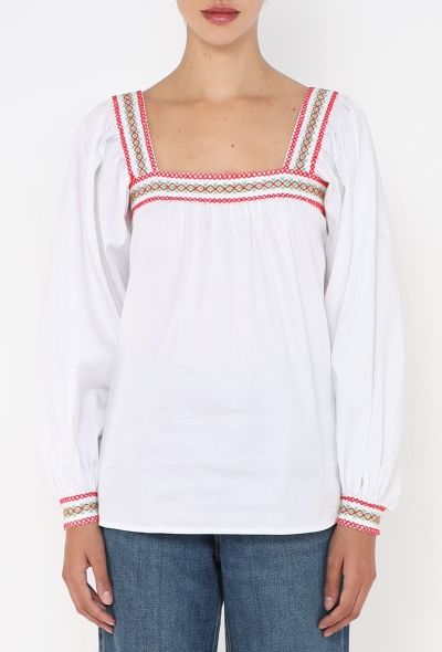 Saint Laurent Rare S/S 1977 Embroidered Peasant Top - 1