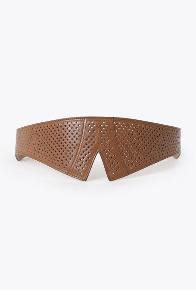 Alaïa 2021 Leather Perforated Corset Belt - 1