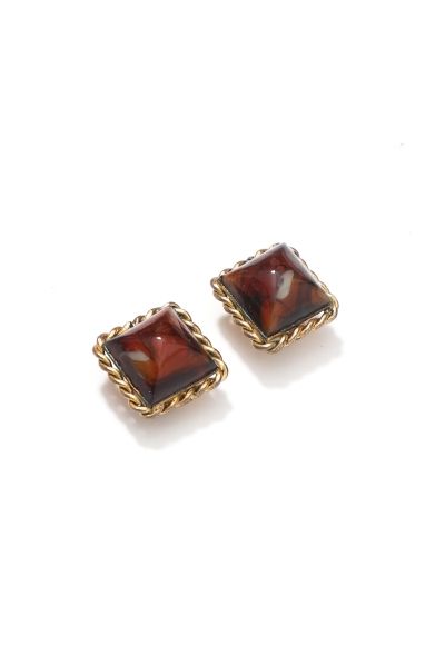 Exquisite Vintage 70s R. Scemama  Amber Earrings - 2