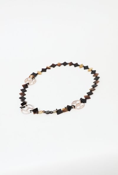 Hermès 'Lena' Lacquered Horn Necklace - silver medallion - 2