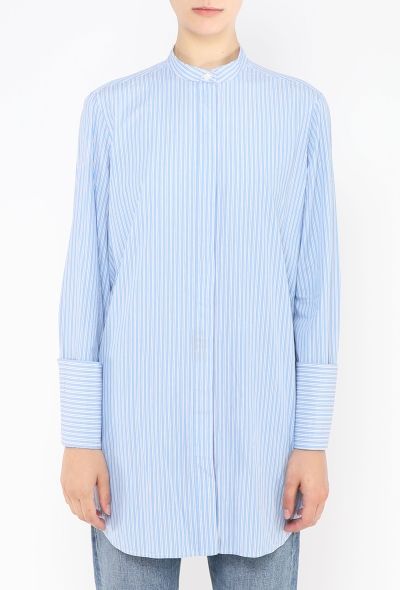 Céline Pinstripe Cotton Tunic Shirt - 1