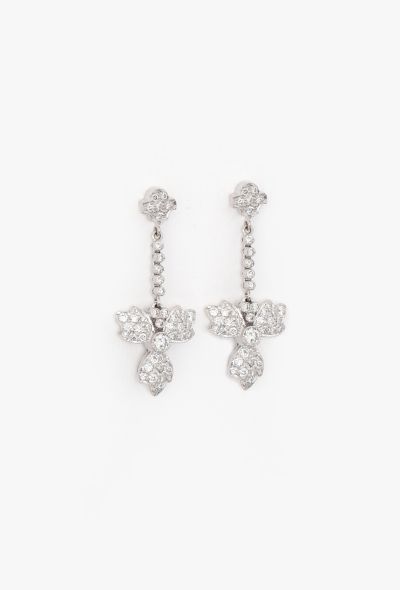 Vintage Fine Jewelry 18k White Gold & 2 Carats Diamond Clover Earrings - 2