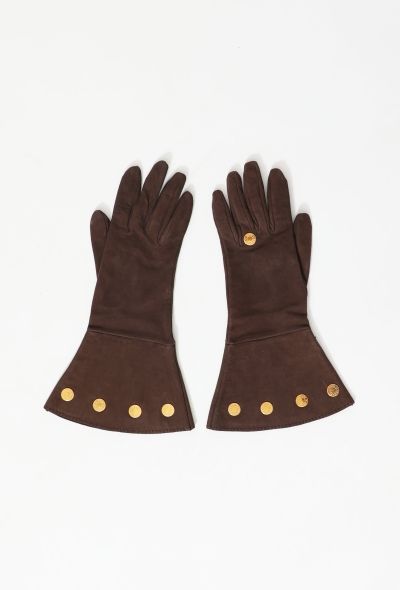 Hermès Coin Wide-Cuff Suede Gloves - 2