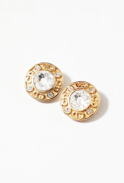 Christian Dior Vintage Strass 'CD' Clip Earrings - 2