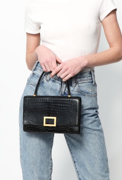 Hermès '60s Black Porosus Egée Bag - 2