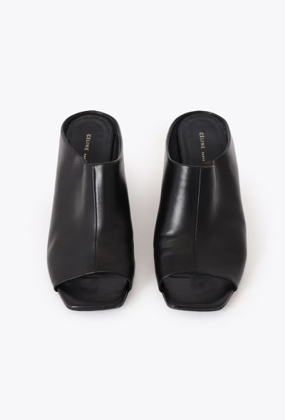 Céline Sculpted Heel Leather Mules - 2