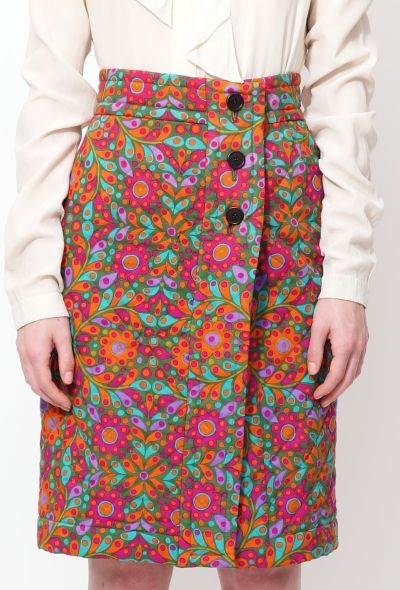 Saint Laurent Vintage Floral Quilted Wrap Skirt - 2