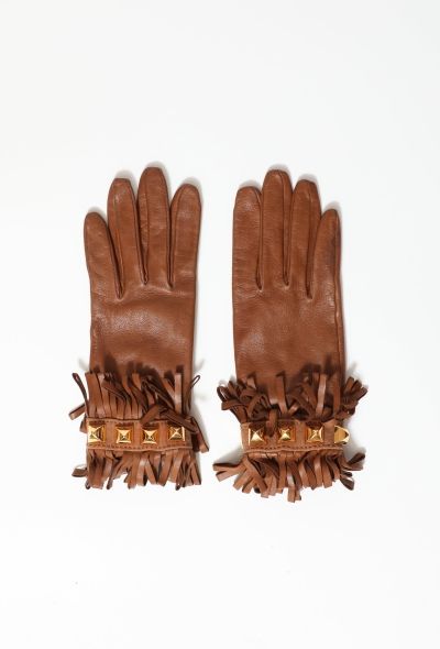 Hermès Fringed Medor Leather Gloves - 1
