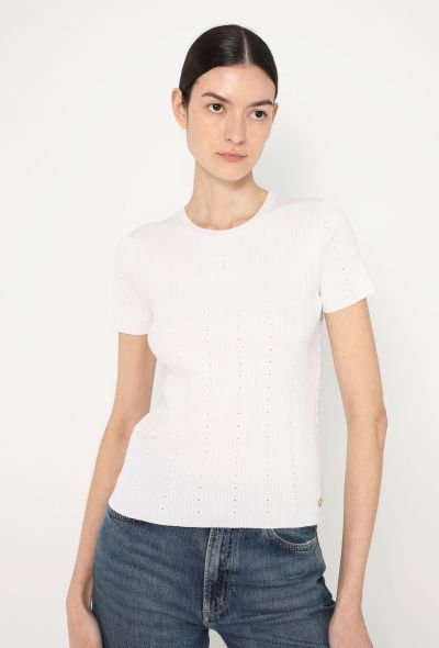 Chanel 2021 Pointelle Ribbed 'CC' Top - 1