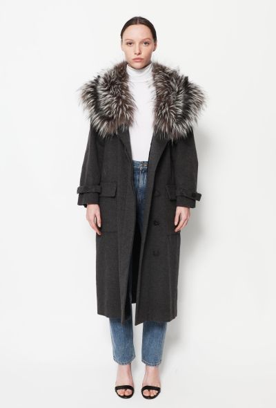 Saint Laurent 90s Belted Silver Fox Coat - 2