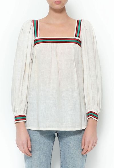Saint Laurent 1977 Cotton Striped Trim Top - 1