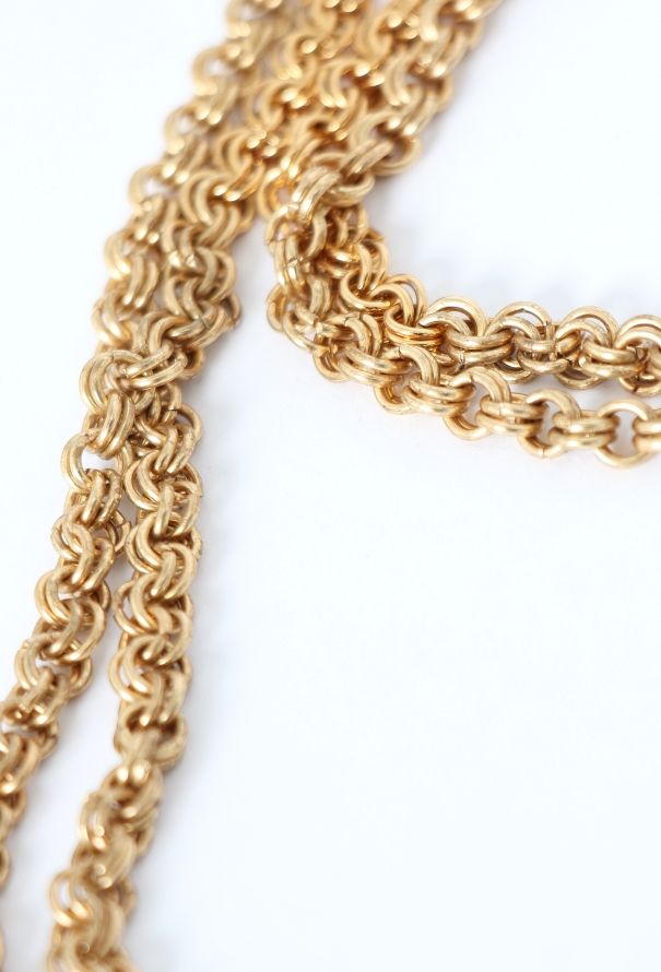 Saint Laurent Vintage Hammered Logo Sautoir - 4