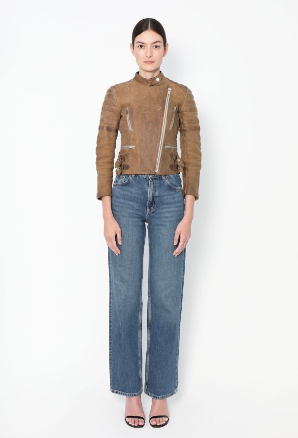 Céline Distressed Leather Biker Jacket - 4